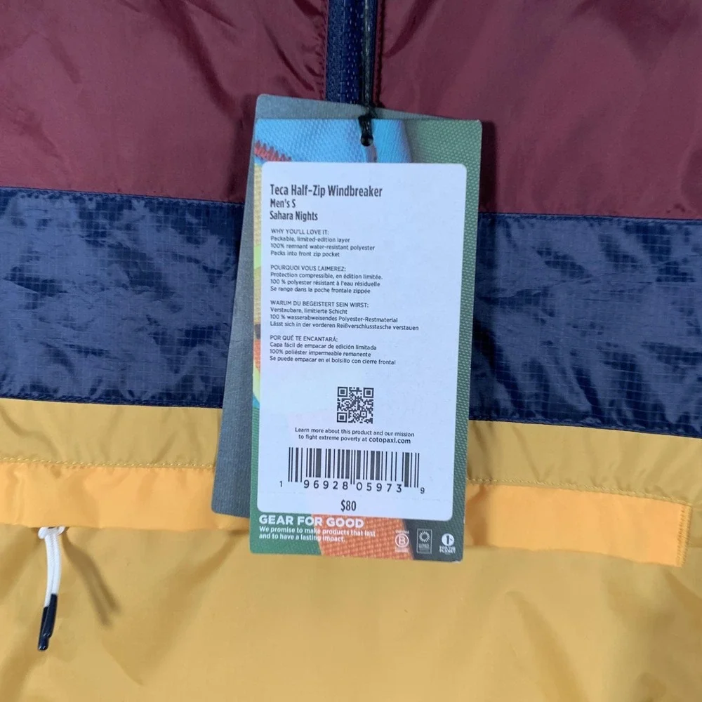Cotopaxi Jacket Mens Small Multicolor Teca Half Zip Windbreaker Hooded Packable‎
